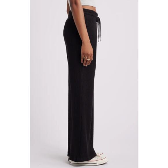 Nordstrom bp. Relaxed Waffle Stitch Wide Leg Pants in Black - Picture 3 of 10